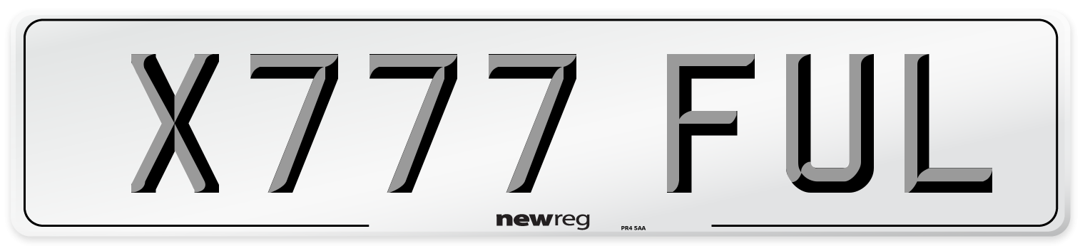 X777 FUL Number Plate from New Reg